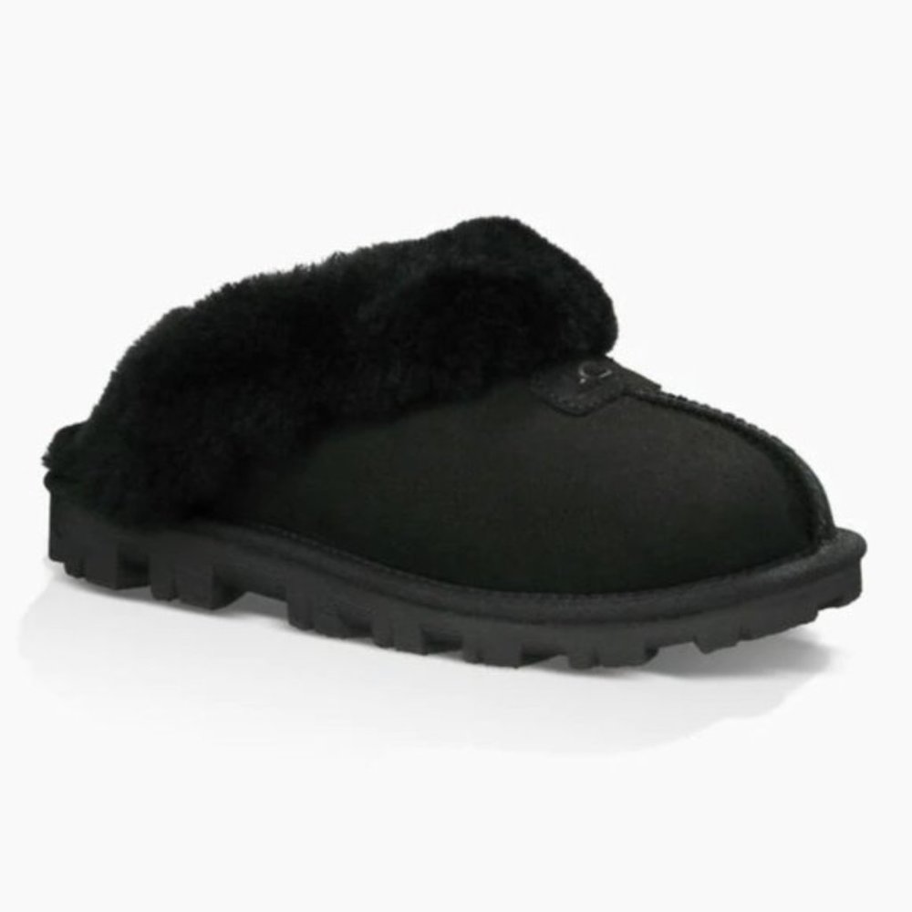 UGG COQUETTE Genuine Shearling Slipper Black - 8